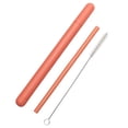 thumbnail image 2 of TidBay 1 Set Drinking Straw Threaded Design 2 Sections Straight Tube Heat Resistant Foldable Food Grade Water Straw Home Supply, 2 of 8