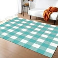 thumbnail image 2 of Blue Green Checkered Area Rug, Teal Plaid Geometric Decorative Rug Anti-Slip Large Area Soft Carpet For Living Room Bedroom Dining Room 5 x 7ft, 2 of 6