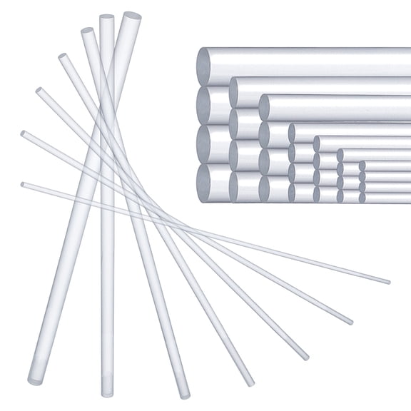 35Pcs 7 Sizes Clear Acrylic Dowel Rods Assortment Kit Diameter 3/4/5/6/8/9.5/12mm Acrylic Round Solid Rod Bar DIY Model Material Round Stick
