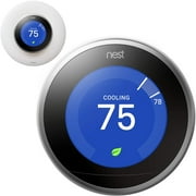 Google Nest Learning Smart Thermostat - 3rd Generation - Stainless Steel T3007ES Bundle with elago Wall Plate Upgraded Wall Mount Cover Designed for Google Nest Learning Thermostat - Matte White