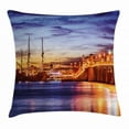 thumbnail image 1 of United States Throw Pillow Cushion Cover, St. Augustine Florida Famous Bridge of Lions Dreamy Sunset Majestic, Decorative Square Accent Pillow Case, 24 X 24 Inches, Orange Blue Coral, by Ambesonne, 1 of 2
