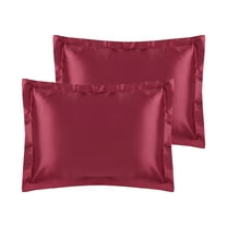 Unique Bargains Envelope Closure Soft and Smooth Satin Pillowcase (2 Count) Wine Red Queen