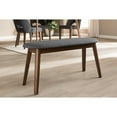 thumbnail image 6 of Baxton Studio Easton Mid-Century Modern Dark Grey Fabric Upholstered Walnut Finished Wood Bench, 6 of 7