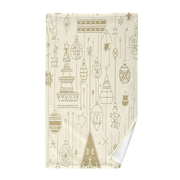 Gold Christmas Ornaments Soft 100% Cotton Towel, High Absorbency, Single Pack, 16" x 28"