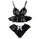 thumbnail image 2 of ICHUANYI Clearance Women V-Neck Eyelash Lace Sexy Stain Camisole Pajamas Bowknot Shorts Set(Black, S) Ichuanyi Ichuanyi, 2 of 3