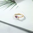 thumbnail image 3 of Gem Stone King 18K Yellow Gold Plated Silver Purple Amethyst and White Opal Bypass Ring for Women | 0.74 Cttw | Gemstone Birthstone | Round 4MM | Wedding Engagement Anniversary Promise Ring | Size 6, 3 of 4