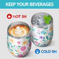 thumbnail image 4 of 12oz Stemless Wine Tumblers Pioneer Flower Floral Print Pattern Vacuum Insulated Stainless Steel Travel Tumbler Cups Mug with Lid and Straw for Champaign,Cocktail,Beer with Cleaning Brush, 4 of 5