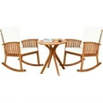 thumbnail image 1 of Gymax 3PCS Patio Rocking Chair Set Round Table Solid Wood Cushioned Sofa Garden Deck, 1 of 9