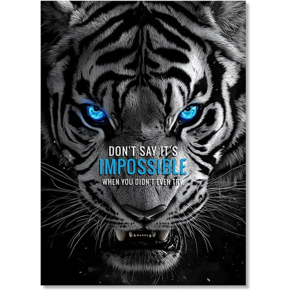 Motivational Phrases Poster Print Inspiring Words Wall Art Canvas Painting Tiger Lion Leopard Eagle Office Decor Home Decoration 16x24 inch Unframed