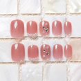thumbnail image 3 of False Nail Tips Fake Artificial Art DIY Finger Cover Pearl Shining Diamond Nude Pink Japanese Style, 3 of 5