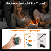 Glocusent Mini Rechargeable 10 LED Amber Book Light for Reading in Bed, Eye-Care Clip on Reading Light Up to 80 Hrs, 3 Dimmable Brightness x 3 Color Modes, Perfect Little Book Light for Readers & Kids