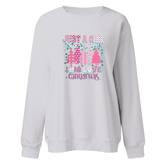 Gibobby Sudadera navideña mujer Sudadera de manga larga con cuello redondo y estampado navideño informal para mujer para la temporada de otoño e invierno(Gris,CH)