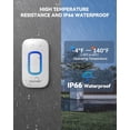 thumbnail image 5 of Longest 1300 Feet Wireless Doorbell with RGB Alarm Lighting,Battery-Powered IP66 Waterproof Design,60+Chimes & 5-Level Volume for Home/Apartment,4.5-Year Battery Life,White,FCC ID:YI6RL-33TX, 5 of 8
