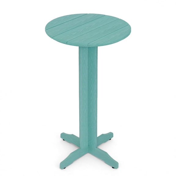 Outdoor Round Bar Table, 43" All-Weather HDPE High Top Bistro Table with Adjustable Feet, Heavy Duty Pub Table for Garden, Backyard, Deck & Poolside (Aruba)