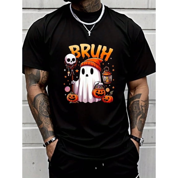 100% Cotton Bruh Ghost Halloween Cute Ghost Trick Or Treat Candy T-Shirt Summer Men For Top