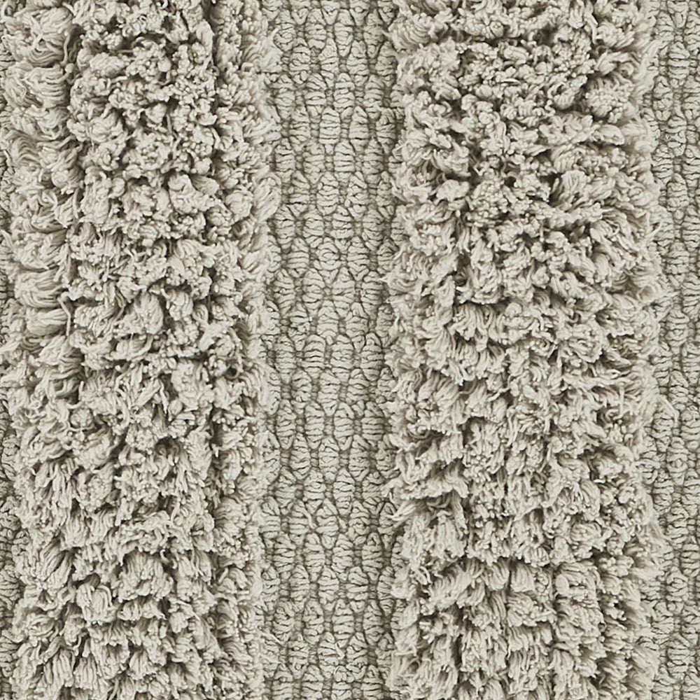 VCNY Home Savannah Fringe Taupe Stripe Cotton Blend Bath Runner Rug, 24" x 60"