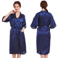 thumbnail image 2 of LYMAYTER ‌Women Satin Robe‌ Soft Luxurious Bathrobe Mid-Length Elegant Loungewear for Spa & Home M-3XL, 2 of 9