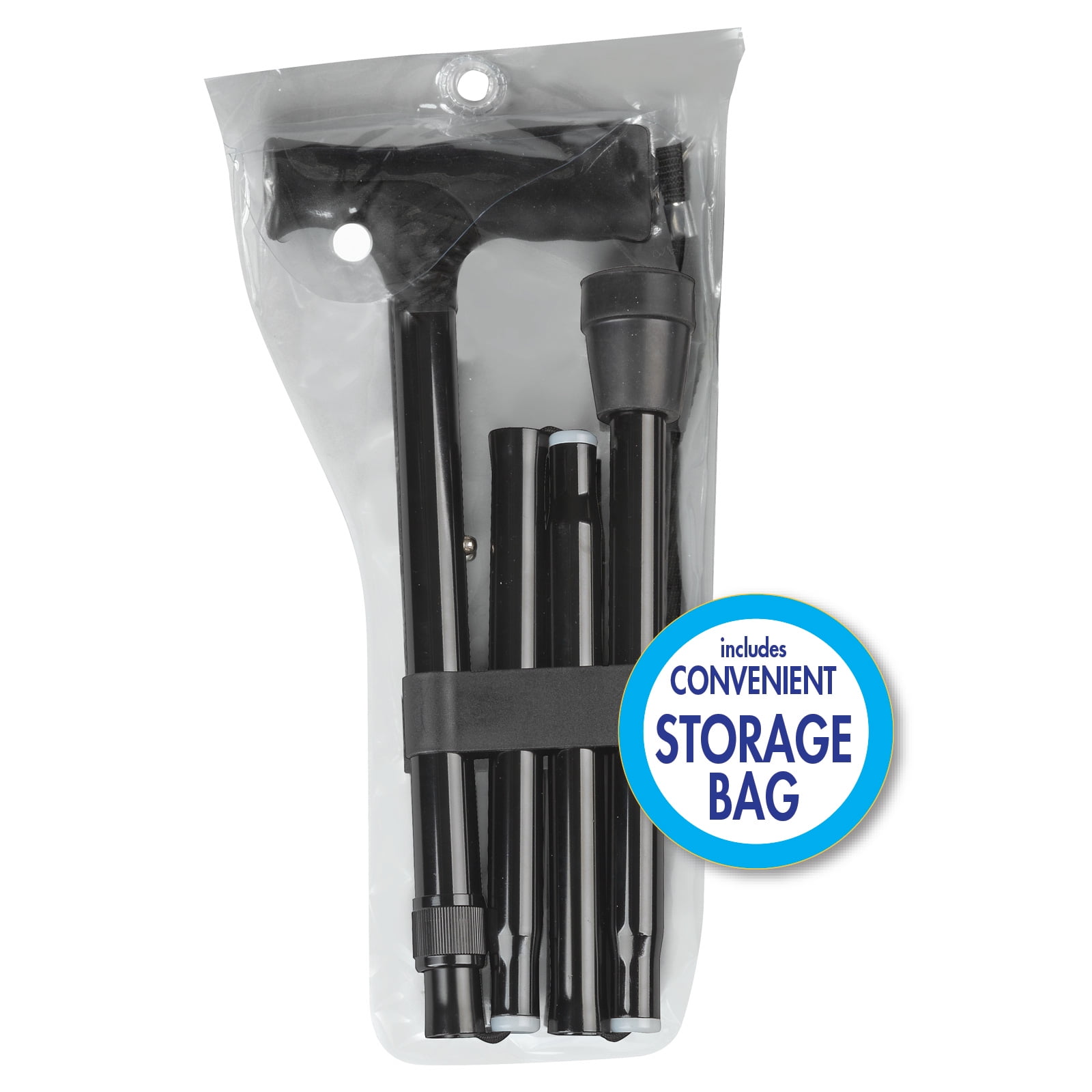 Thera|Care Adjustable Folding Walking Cane | 300 lbs Capacity | Sturdy, Lightweight Aluminum | Pouch
