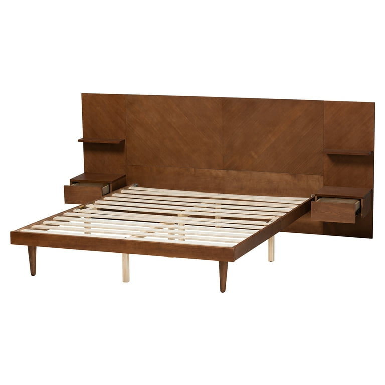 Baxton Studio Graham Mid-Century Modern Transitional Ash Walnut Finished Wood Queen Size Platform Storage Bed with Built-In Nightstands Baxton Studio Graham Mid-Century Modern Transitional Ash Walnut Finished Wood Queen Size Platform Storage Bed with Built-In Nightstands