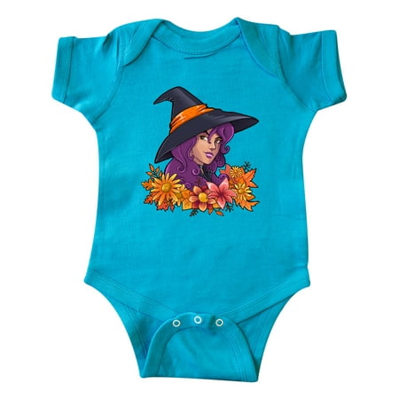 

Inktastic Witch with Autumn Flowers and Leaves Gift Baby Boy or Baby Girl Bodysuit