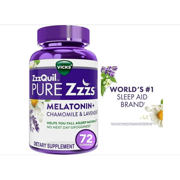 ZzzQuil PURE Zzzs Melatonin Sleep Aid Gummies, Helps You Fall Asleep