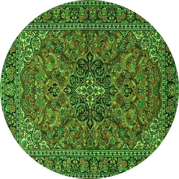 Ahgly Company Indoor Round Persian Green Traditional Area Rugs, 5' Round