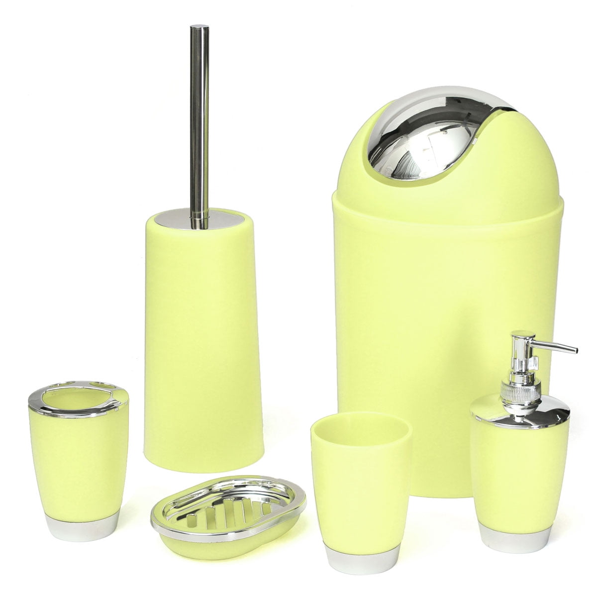 6pcs//Set Bathroom Accessory Bin Soap Dish Dispenser Tumbler Toothbrush Holder