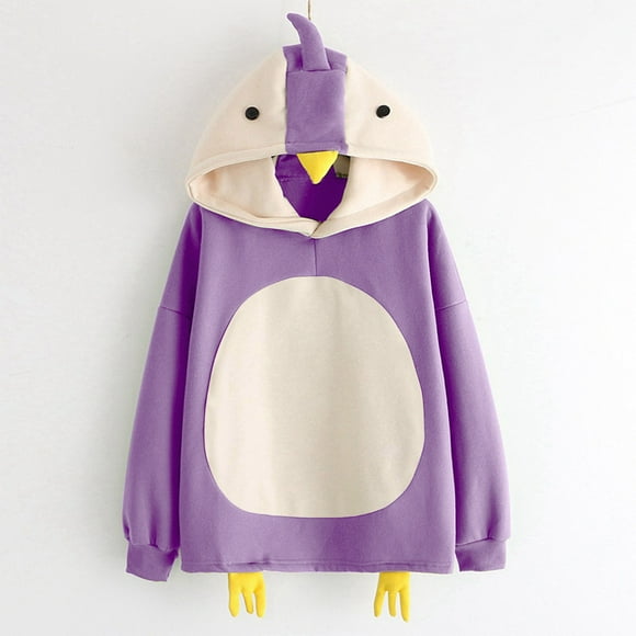 DondPO Essentials Hoodie Hoodies for Women Women's Cartoon Cute Top College Chick Plus Velvet Sweater Long-Sleeved Hooded Long Sleeve Shirts Sweatshirt for Women Purple M