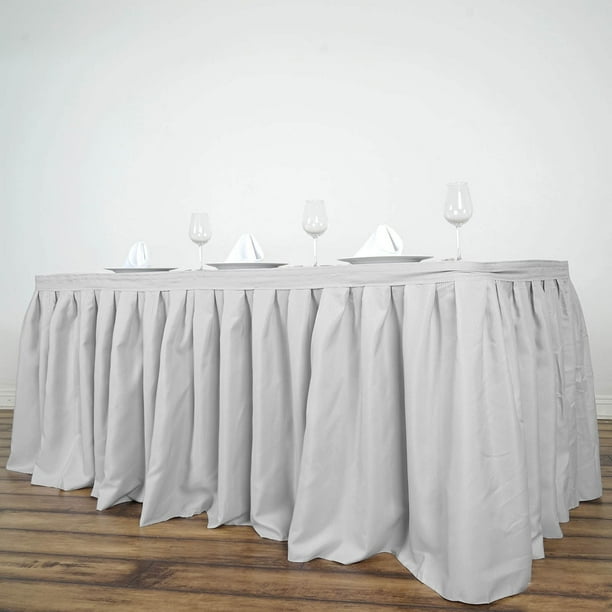 Efavormart 17ft Silver Pleated Polyester Table Skirt, Banquet Folding ...