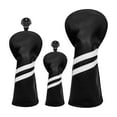 thumbnail image 2 of 3 uds., cubierta de cabeza de madera para Golf, cubierta para cabeza de Club .  degree intercambiable, etiqueta impermeable, PU, cuello largo, funda protectora de Golf, regalo para golfista Negro shamjiam  Funda para palos de golf, 2 of 9