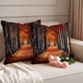thumbnail image 2 of Red Orange Forest Fall Outdoor Waterproof Pillow Covers, Autumn Botanical Farmhouse Leaves Decorative Square Throw Pillowcase Sofa Cushion Sham for Patio/Couch/Chair, 16"x16" 2 Pack, 2 of 8