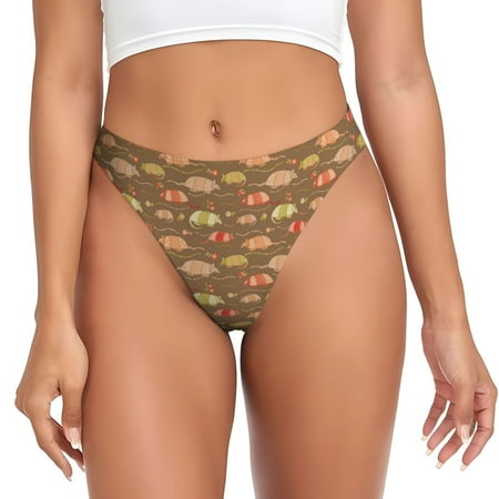 Thongs for Women - Armadillo Floral 1 No Show Seamless Womens Thongs Underwear  Stretch G String Thongs for Women  Ladies Breathable Kawaii Thong Bikini Panties Briefs
