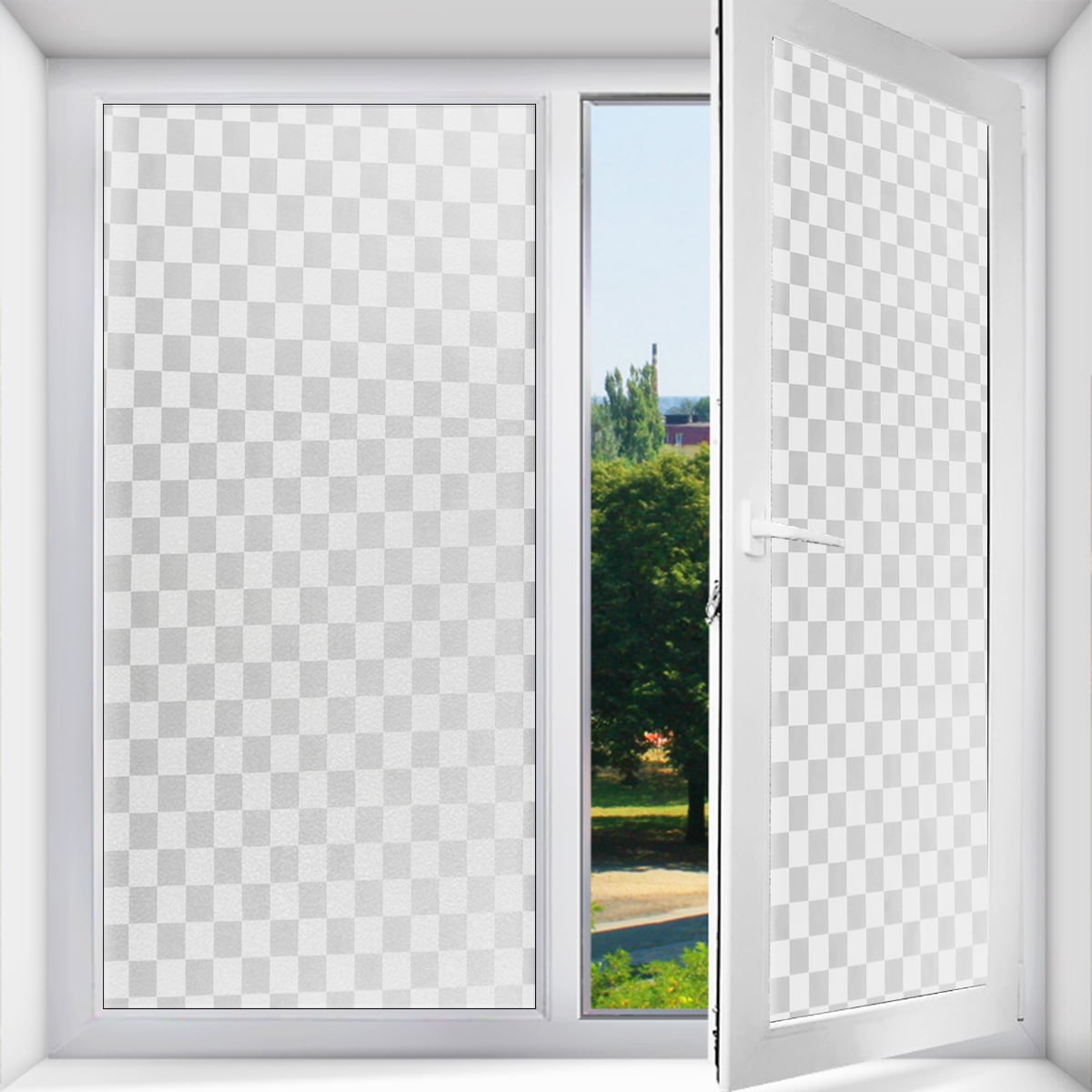 36" Wide x 9 ft White Privacy Leaves Static Cling Window Film 