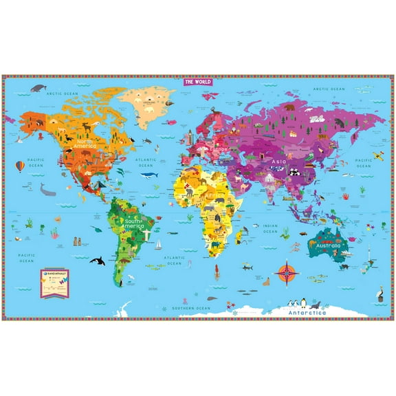 Rand McNally Kids' Illustrated World Wall Map - Folded, (Paperback)