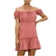 thumbnail image 1 of Vestido de retazos con volantes de manga corta con un hombro sexy casual para mujer Fridja  hjk6643, 1 of 4