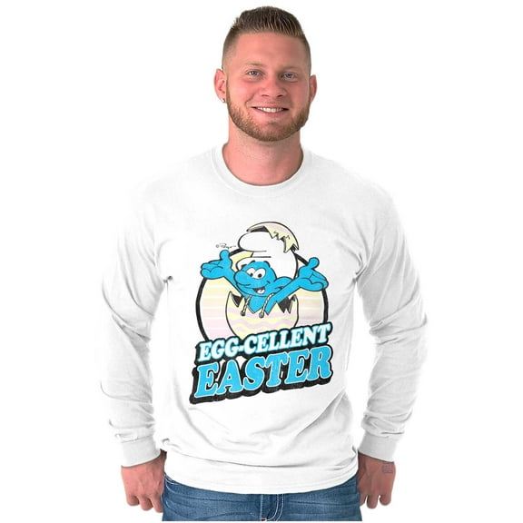 Smurfs Egg-Cellent Easter Egg Hunt Long Sleeve TShirt Men Women Brisco Brands S