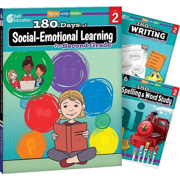 180 Days™: Social-Emotional Learning, Writing, & Spelling Grade 2: 3-Book Set