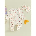thumbnail image 3 of Elippeo Baby Girls Valentine's Day Jumpsuit 3M 6M Long Sleeve Crew Neck Heart Print Ruffle Zipper Romper with Headband, 3 of 10
