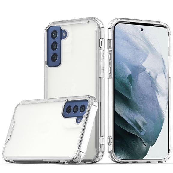 For Samsung Galaxy S22 Ultra Colored Shockproof Transparent Hard PC TPU Hybrid Case Cover - Clear/Clear