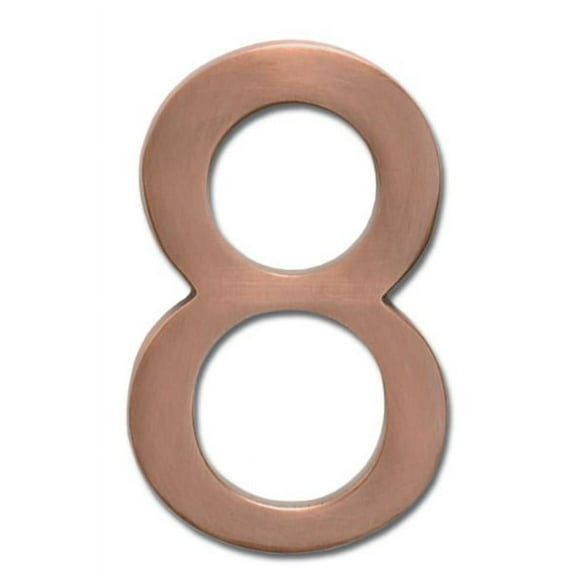 Architectural Mailboxes 3582AC Number 8 Solid Cast Brass 4 inch Floating House Number Antique Copper ''8''