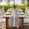thumbnail image 4 of Brown Wooden 70 Inch Table Runner, Retro Country Mottled Vertical Stripes Farmhouse Dresser Scarf Cotton & Linen Tablerunner for Dining/Kitchen Island/Holiday Party Décor 13" x 70", 4 of 9