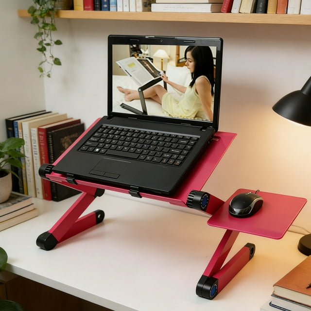 Bureau Portable pour Ordinateur Portable Support de Cahier Table Plateau avec Porte-Souris Canapé-Lit