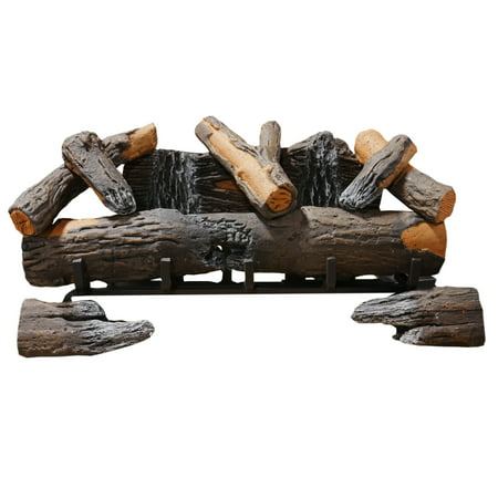 Cedar Ridge Hearth 24” Decorative Realistic Fireplace Ceramic Wood Log Set - Model