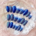 thumbnail image 2 of Medium, Blue Gradient Fake Nails, Glitter Artificial False Nails with Double Side Adhesive Tabs for Women Girls (24pcs), 2 of 4
