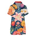 thumbnail image 4 of Lightweight Satin Style Womens Pajama Set Short Sleeve Top Matching Shorts Button Colorful Print Home Outfit, 4 of 4