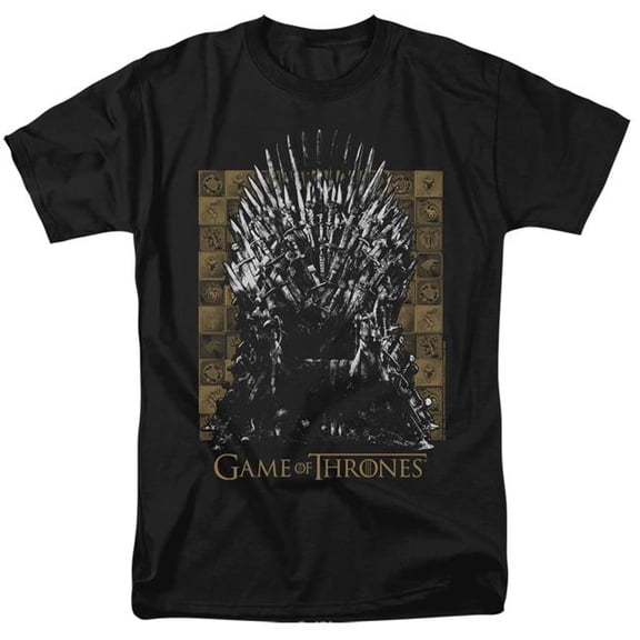 Trevco Sportswear GOT100-AT-2 Game of Thrones Iron Throne Adult Regular Fit Short Sleeve T-Shirt, Black - Medium