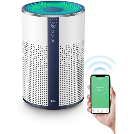 TCL Breeva A1 Air Purifier for Home, Bedroom, Smart Wi-Fi Alexa Control, True H13 HEPA Air Filter Remove 99.97% Smoke, Odor, Pet Dander, Dust, Pollen, Air Cleaner, with Night Light (A1W15W)
