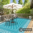 thumbnail image 6 of Findosom 8'x10' Teal Large Outdoor Rug Outdoor Mat RV Outdoor Rug Reversible Plastic Straw Rug Patio Rug Waterproof Foldable Portable Camping Rug for RV, Patio, Backyard, Deck, Picnic, Beach, Trailer, 6 of 12