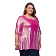 thumbnail image 5 of Plus Size Metallic Scoop Neck Flared Tunic Top, 5 of 8