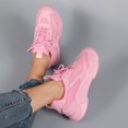 thumbnail image 3 of Mujeres Zapatillas De Plataforma De Malla Transpirable, Zapatos Casuales De Color Sólido Con Cordones Para Exteriores, Zapatos Cómodos Para Caminar, 3 of 4